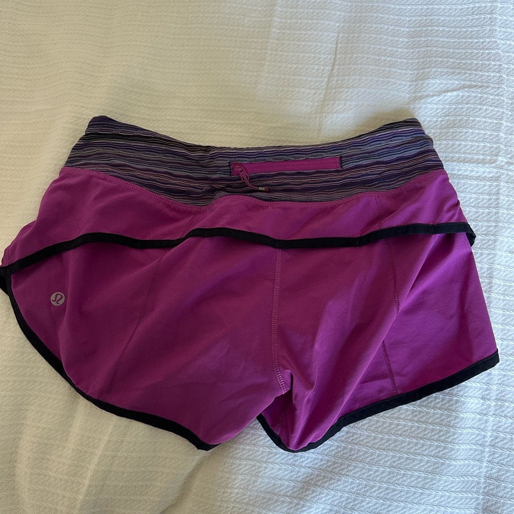 lululemon purple speed up shorts